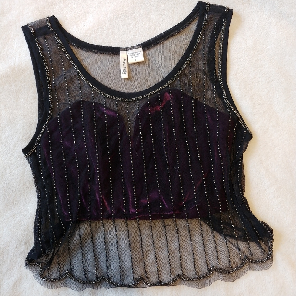 Sheer beaded art deco tank